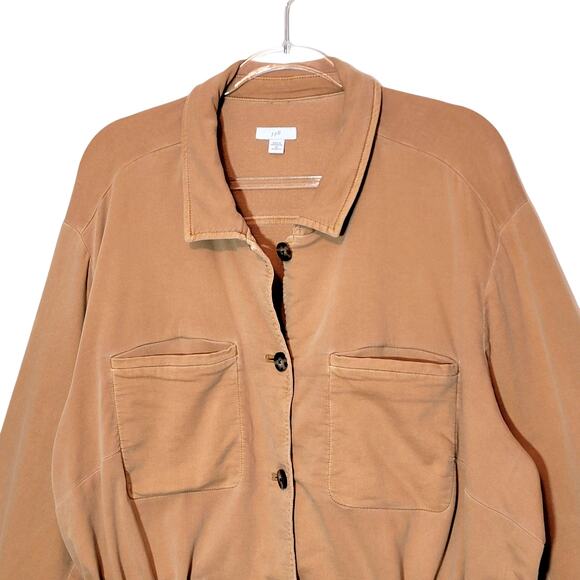 J. Jill Anorak Utility Jacket Button Front Drawstring Waist Tan 3X Chic Casual - Picture 7 of 16